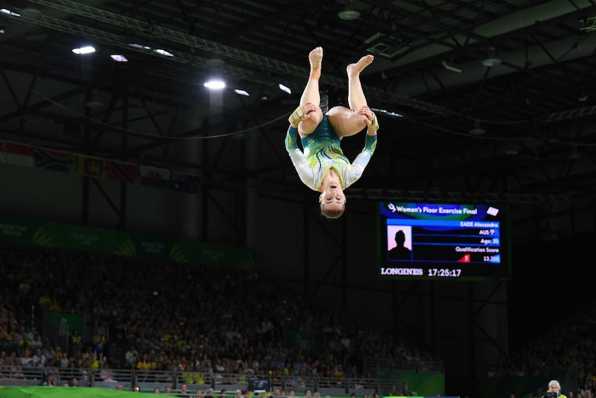 Australia's Alexandra Eade in action in the women's floor exercise final.