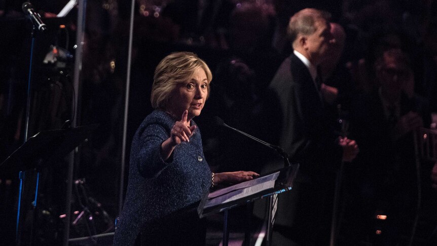 Hillary Clinton speaks during a LGBT for Hillary Gala in New York