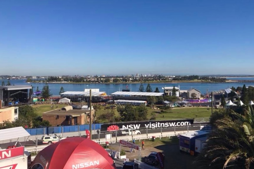 Newcastle 500 race track from the grandstand