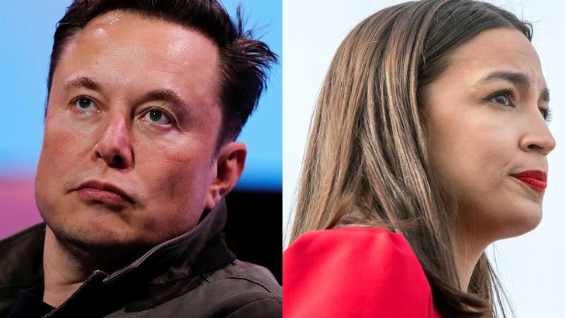 Composite image of Elon Musk and Alexandria Ocasio-Cortez