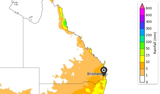 This map shows rainfall totals with a 75 per cent chance across Australia for the month of July.