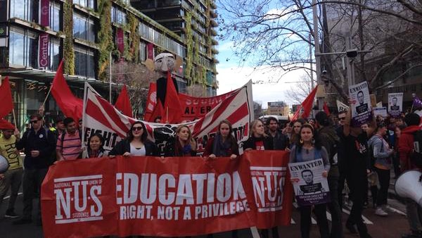 Students protest against cuts to higher education in Sydney