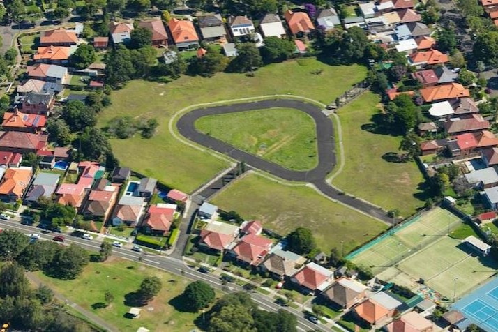 an aerial view of large plot of land