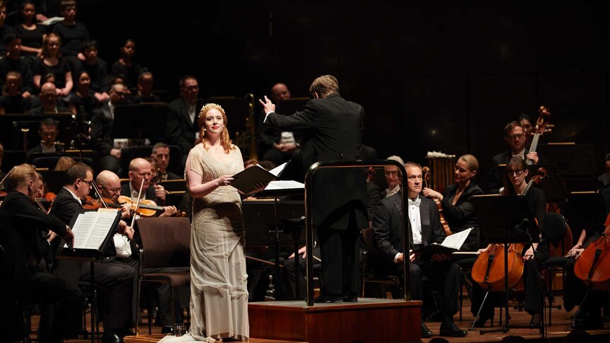 Conductor Sir Andrew Davis conducting the Melbourne Symphony Orchestra with soloists Lotte Betts-Dean and Paul Groves