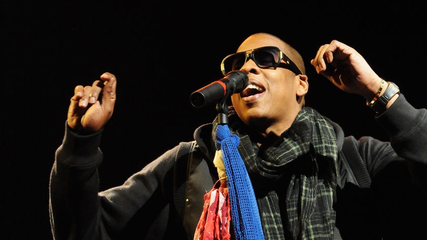 Jay-Z performs at Glastonbury