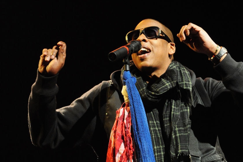 Jay-Z performs at Glastonbury