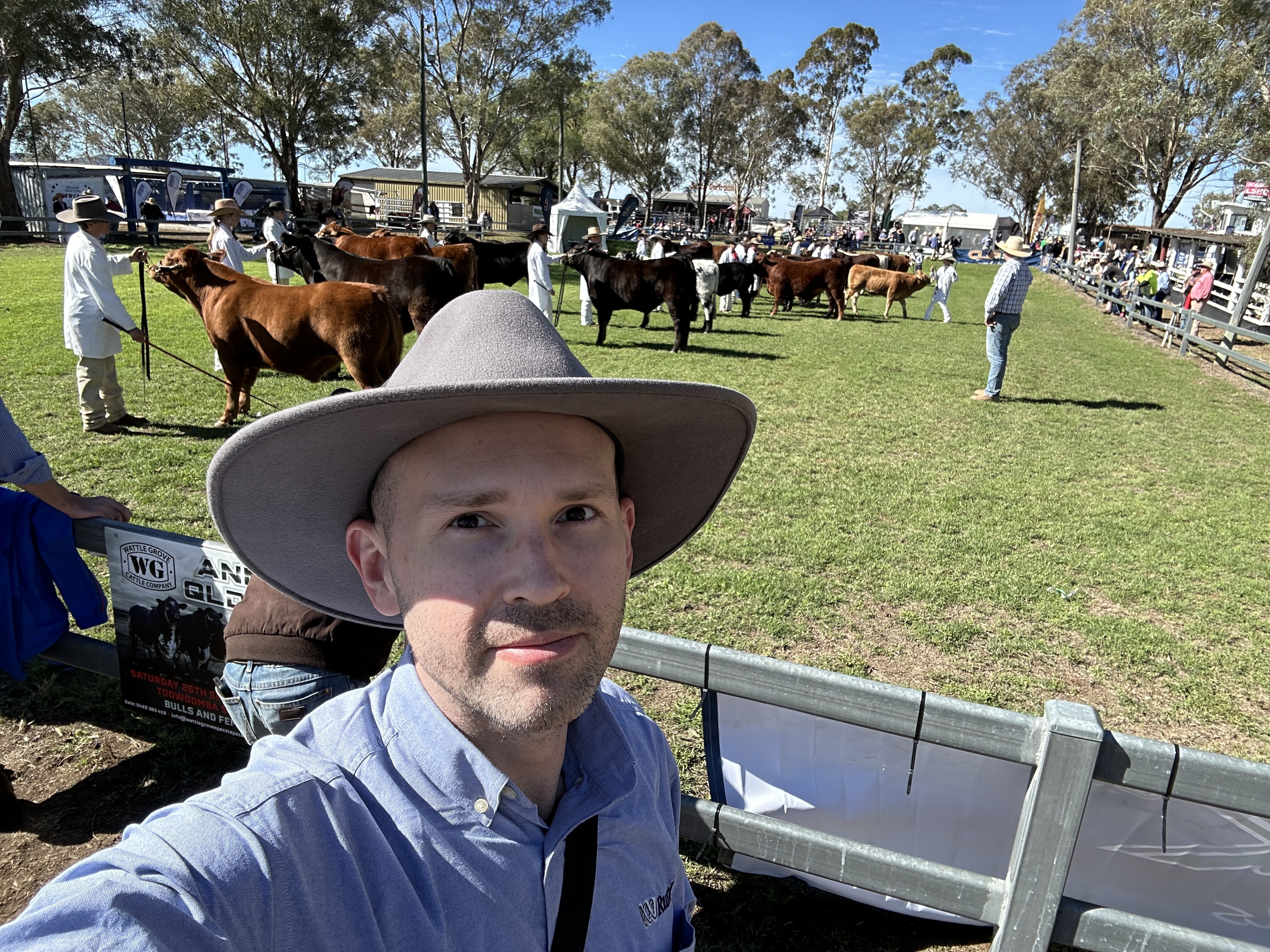 A selfie of a reporter at a farm festival