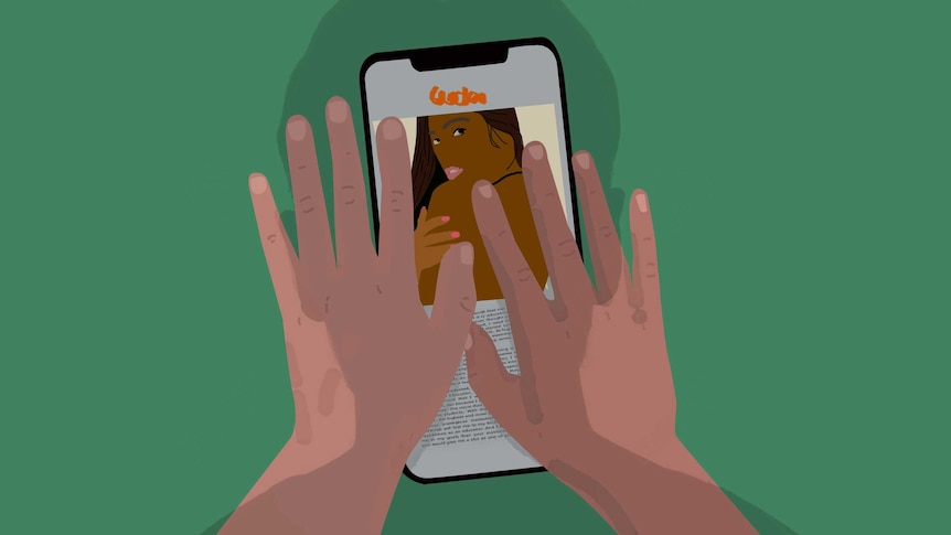 Illustration of a dating app on a phone