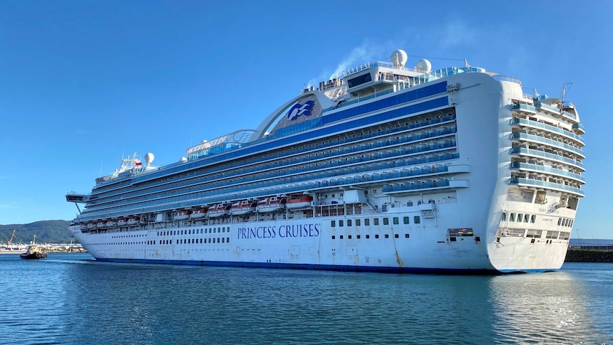 The Ruby Princess cruise liner docked in Port Kembla, near Wollongong.