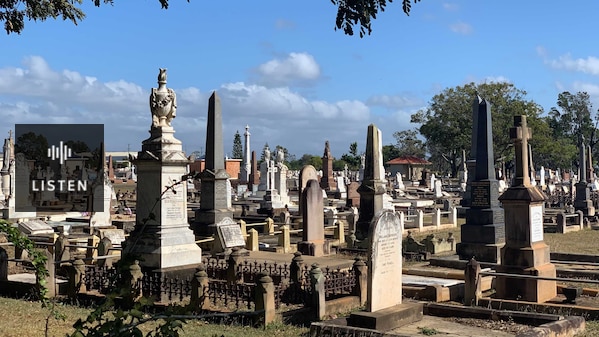 A wide shot of a graveyard in Bundaberg on a sunny day. Has Audio.
