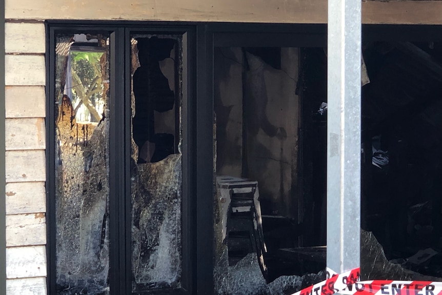 Burnt out windows in a building