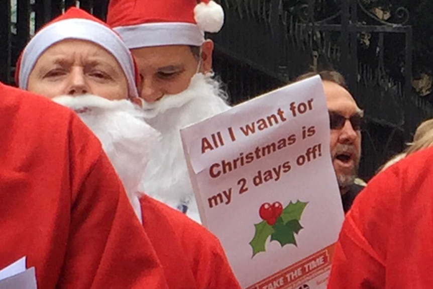 A sign at protests against Boxing Day trading