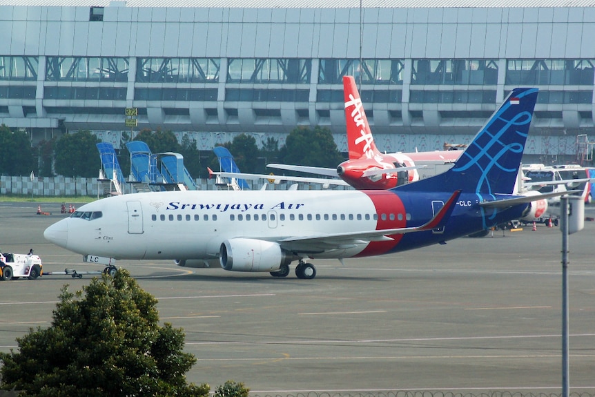 a Sriwijaya Air 737-500 on a tarmac