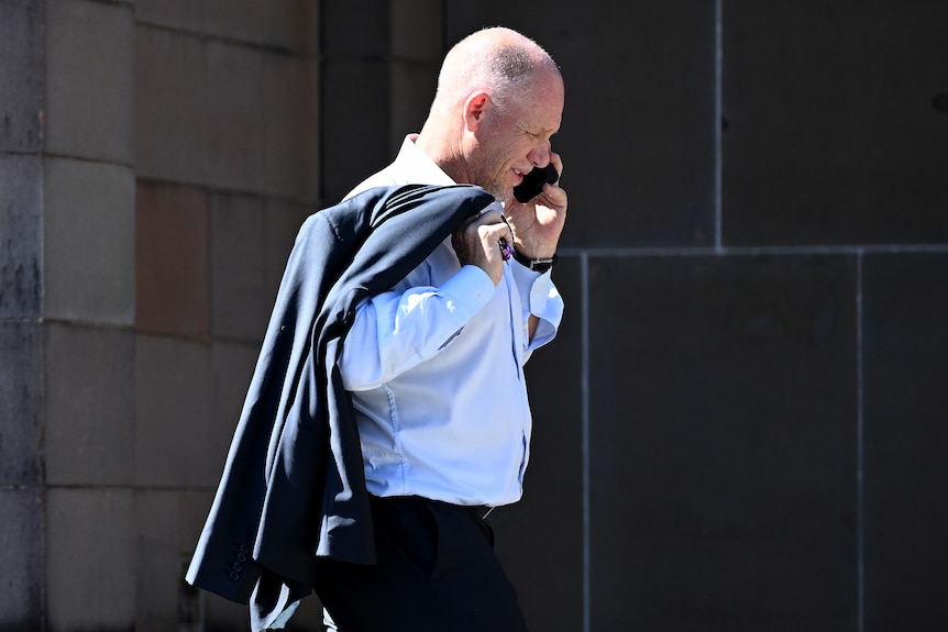 Jason Onley is seen at the NSW Supreme Court in Darlinghurst after tax fraud trial