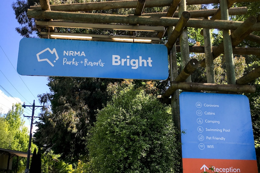 Entry sign into Bright Holiday park.