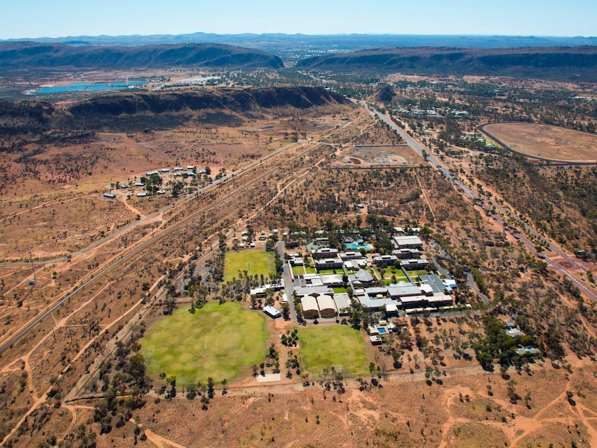 An aerial view of the Yirara College campus, south of Alice Springs.