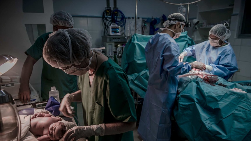 First baby born after Typhoon Haiyan in MsF Bethany Hospital, Tacloban, Philippines.