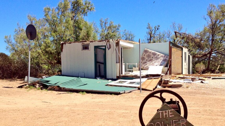 Walls fallen in on an accommodation facility at Quobba Station.