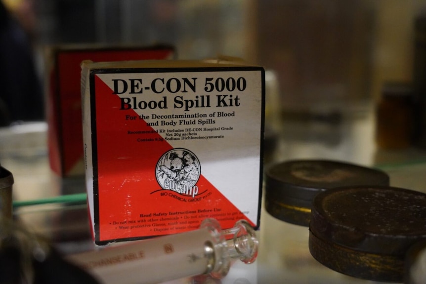 A historical medical device in the Dargo Heritage Museum, in a red box.