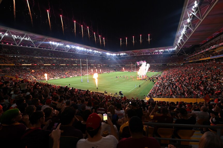 A stadium during a rugby league match