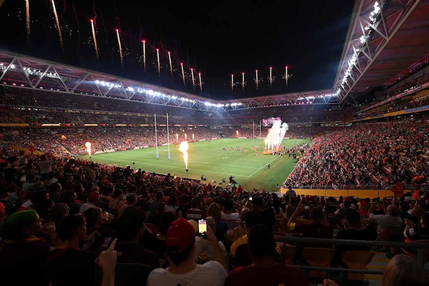 A stadium during a rugby league match