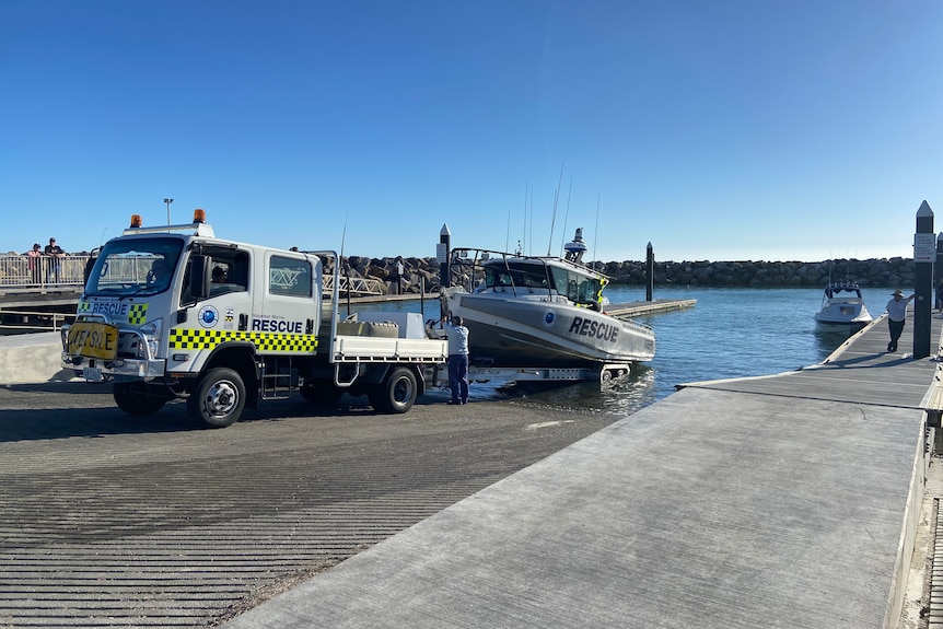 A rescue boat at Adelaide's West Beach boat ramp.