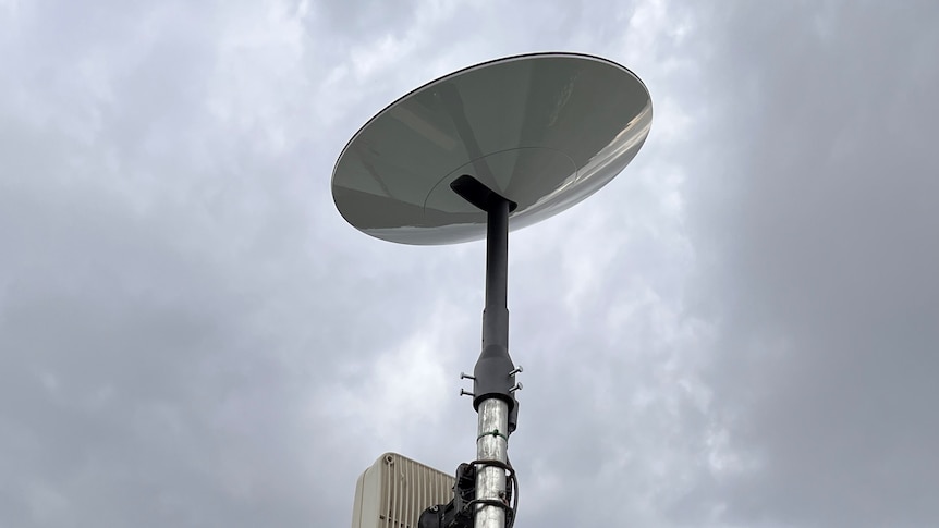 A satellite dish on a roof