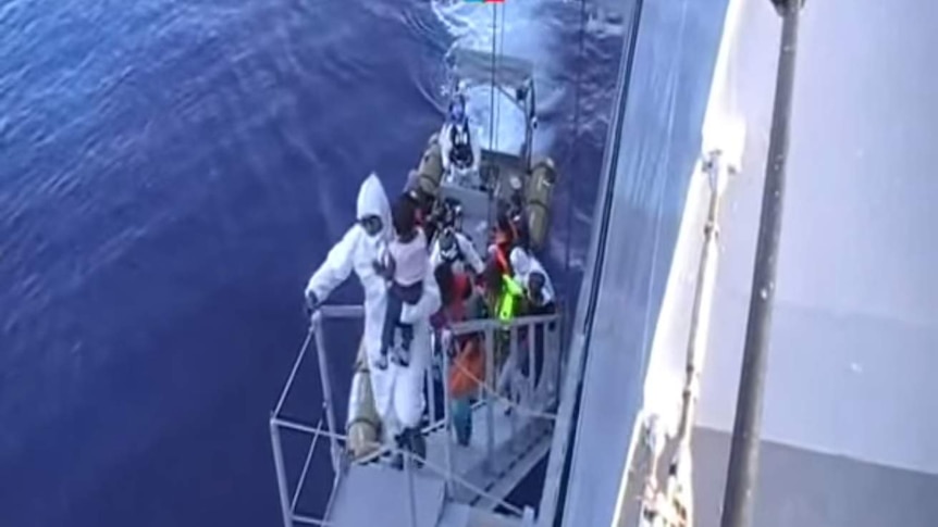 Italian navy perform rescue