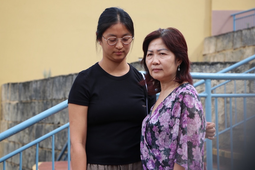 Jefferson Do's sister Fiona Do and mother Ling Kuach standing side by side outside Joondalup Magistrates Court.