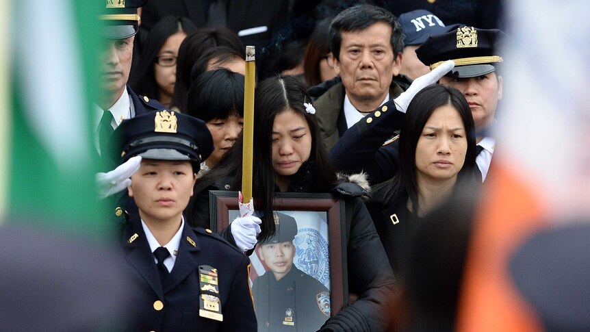 Widow Pei Xia Chen at the funeral of her husband