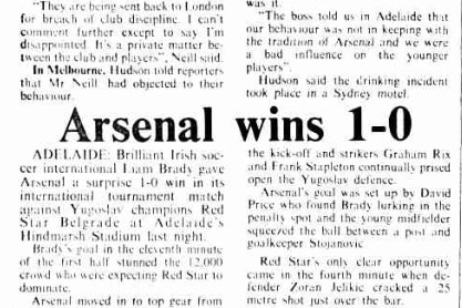 Arsenal beats Red Star 1-0