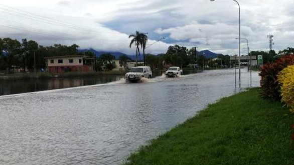 The Bruce Highway south of Ingham in flood.