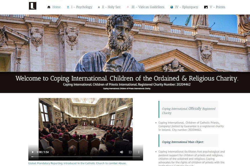 A screenshot of the Coping International website