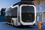 A bus powered by hydrogen refills its tank