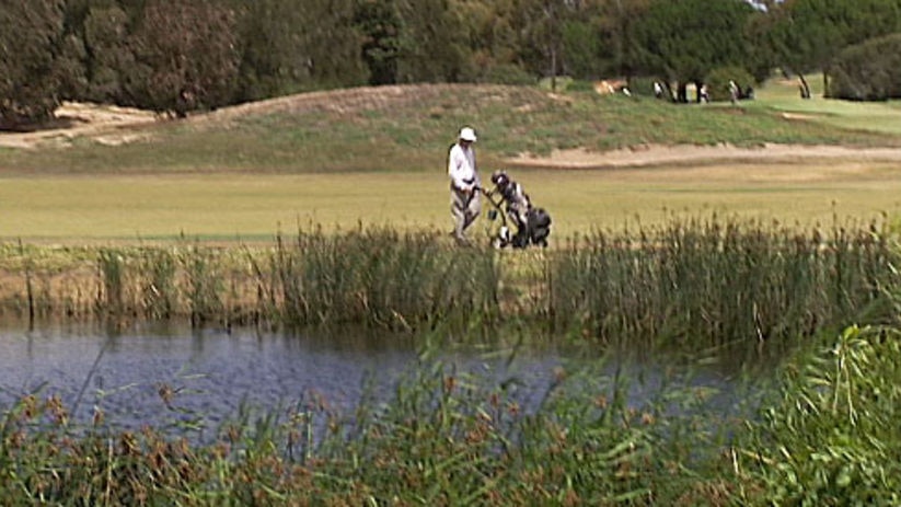 Golf course watered from stormwater wetlands