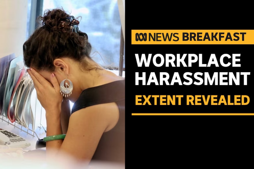 Workplace Harassment, Data Shows Extent: A woman sits on a couch, her face illuminated by the phone she's looking at.