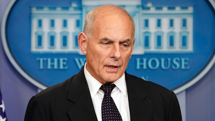 White House Chief of Staff John Kelly speaks to the media.