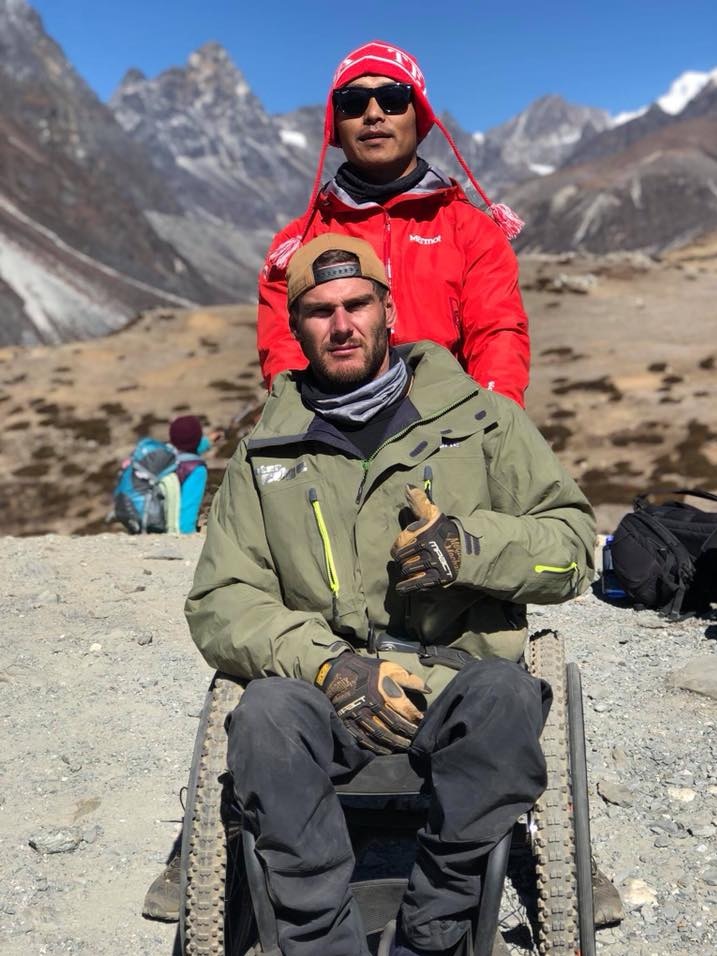 Scott Doolan in wheelchair at Mt Everest.