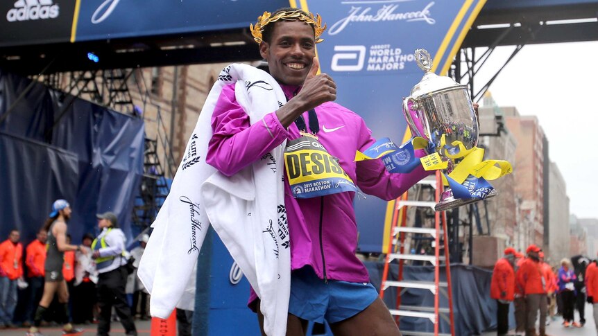 Desisa celebrates with second Boston Marathon title