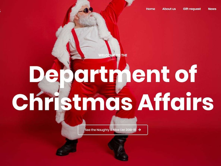 A banner from a website featuring Santa and the title Department of Christmas Affairs.