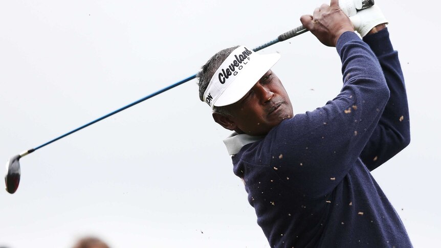 Vijay Singh tees off at the Australian Masters