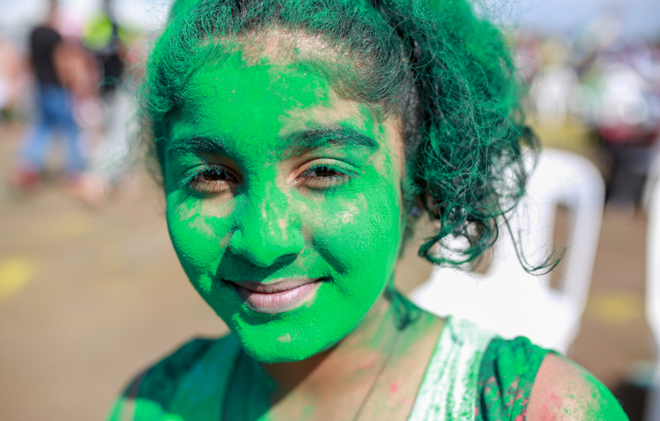 Gurukaran covered in green powder
