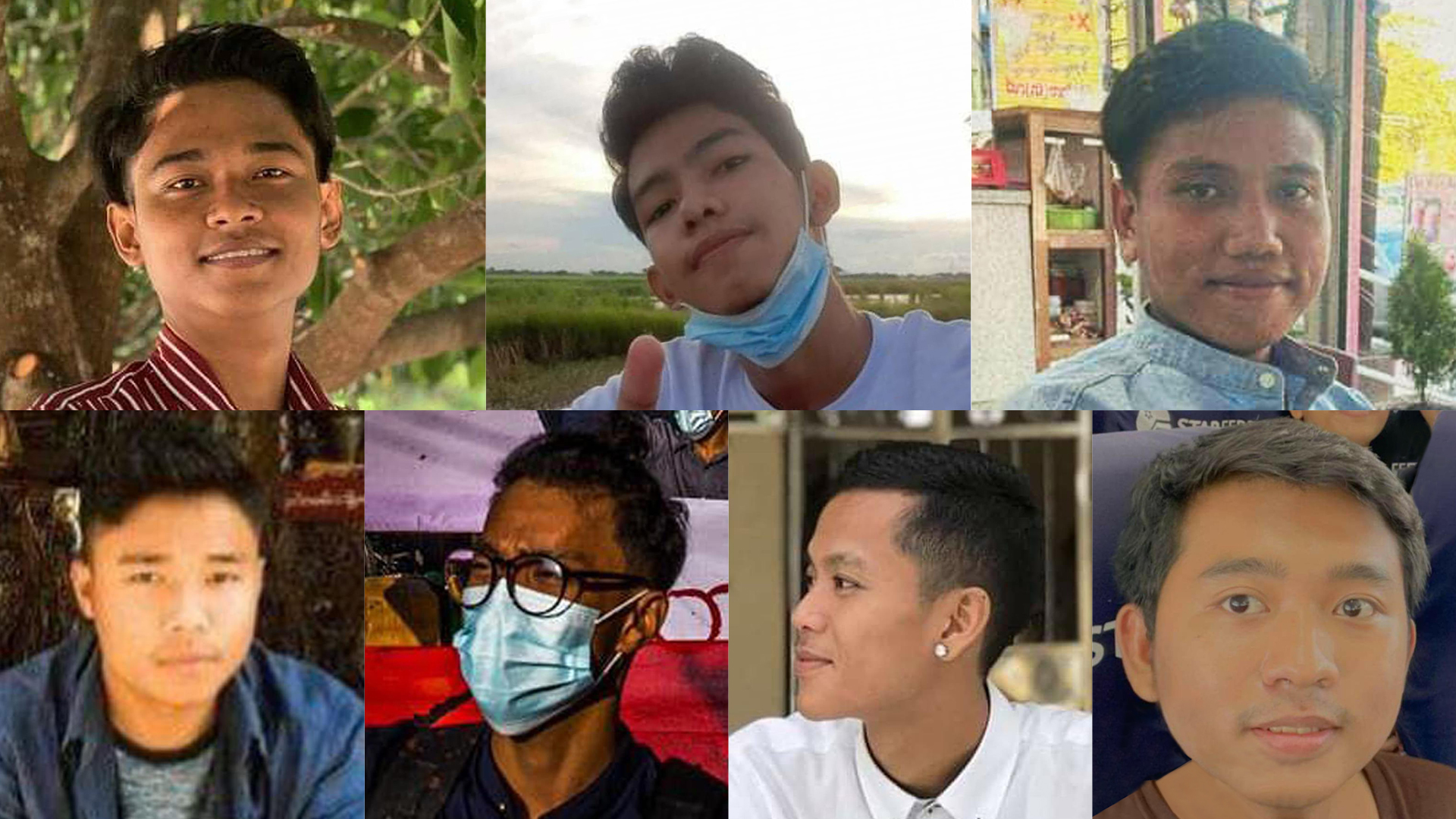 A composite photo of seven Burmese students