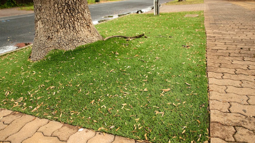 Synthetic grass used on verge