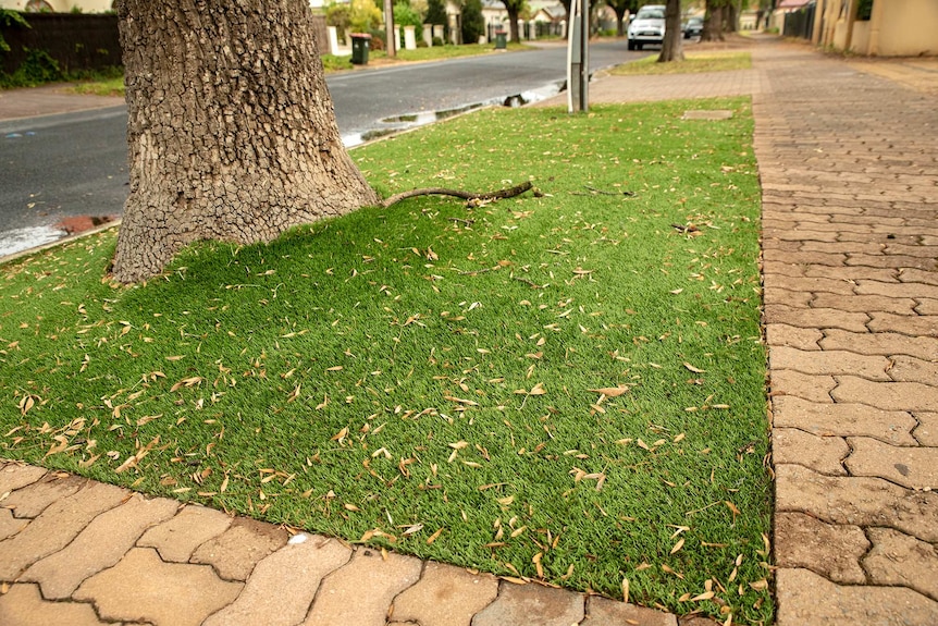 Synthetic grass used on verge