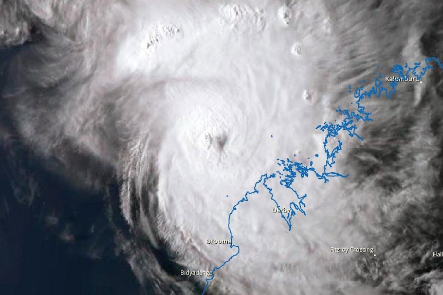 Satellite image of Cyclone Marcus off the northern coast of WA.