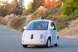 A self-driving two-seat prototype vehicle conceived and designed by Google.