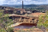 A pool of brown water near a mine site