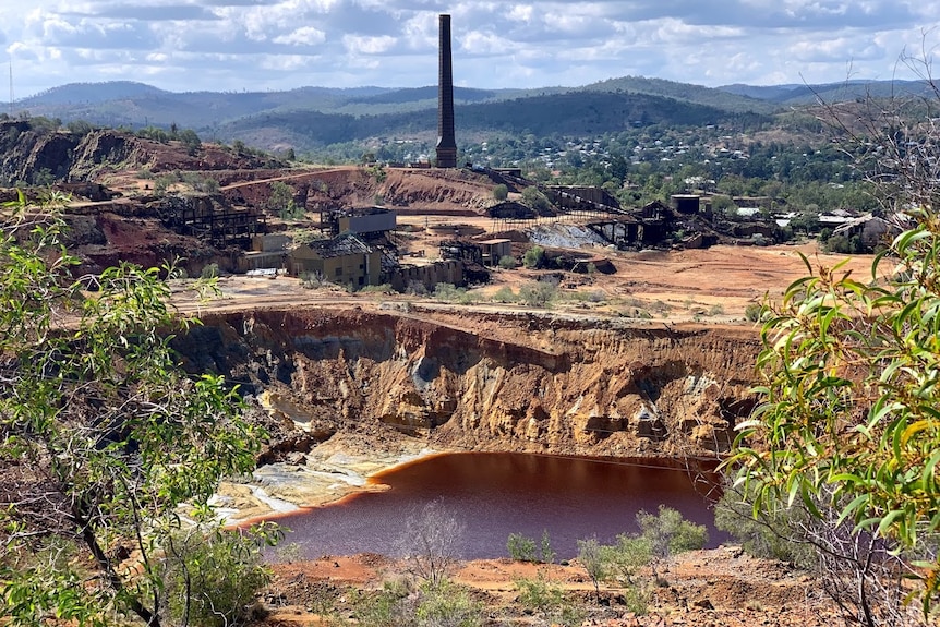 A pool of brown water near a mine site