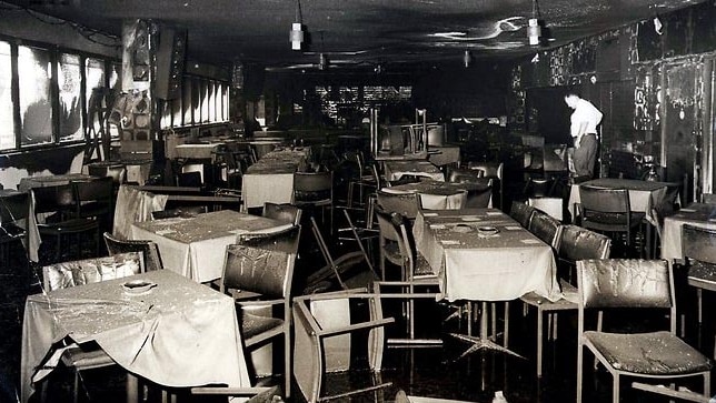 Interior of the Whiskey Au Go Go club after the firebombing.